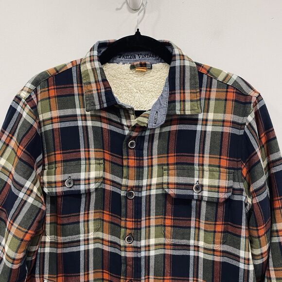 TAILOR VINTAGE Men's S Plaid Flannel Sherpa Fleece Lined Shacket Grunge Workwear - Picture 14 of 15